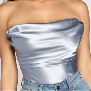 Silky blue Windsor strapless corset top size medium